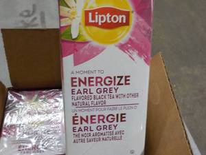 lot 421 image: 6 Boxes Lipton Energize Earl Grey B...