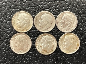 6 Silver Roosevelt Dimes