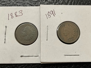 1883 & 1891 Indian Head Cents