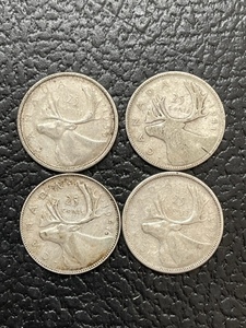 4 Silver Canadian Quarters