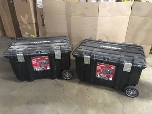 lot 6 image: Lot of 2- Husky 50 Gal Mobile Job Box customer returns see pictures
