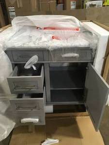 lot 8 image: Home Decorators Sonoma 36 in. W x 22 in. D x 34 in. H Bath Vanity in Pebble Gray with White Carrara Marble Top