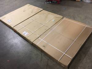 lot 11 image: Lot of Husky Adjustable Height Overhead Ceiling Mount Garage Rack in Black (42 in. H x 96 in. W x 48 in. D) see pictures