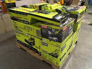 lot 20 image: Pallet with assorted Ryobi Outdoor tools various models and conditions see pictures