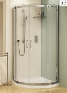 lot 82 image: Fleurco Banyo Shuttle Arc 36 Semi Frameless Curved Sliding Doors