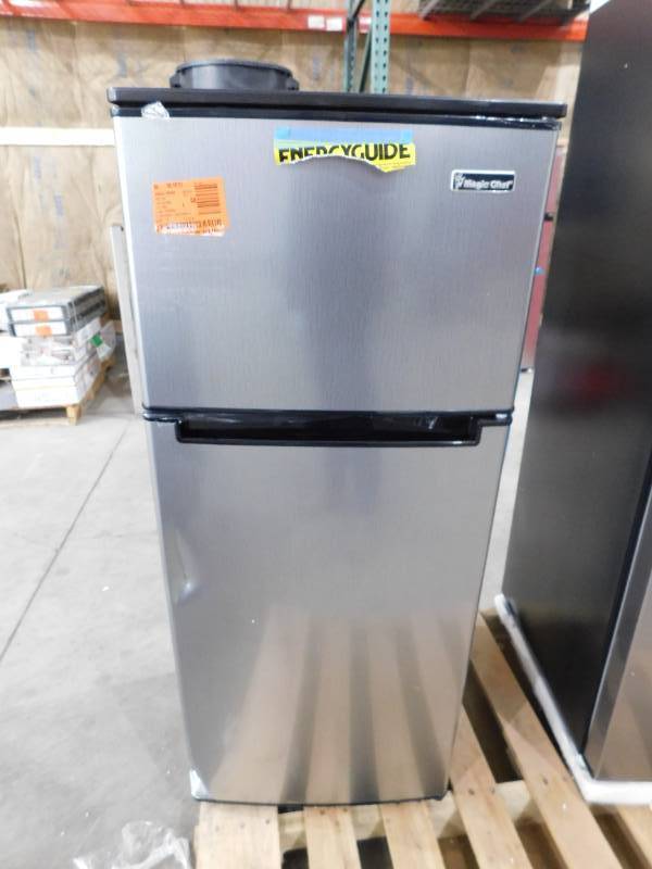 lot 44 image: Magic Chef 4.5 cu. ft. 2 Door Mini Fridge in Stainless Look with Freezer