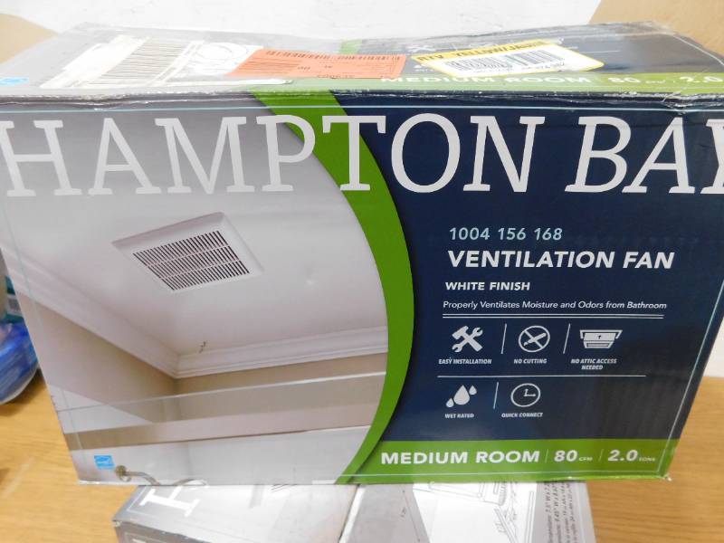 lot 62 image: Hampton Bay 80 CFM Ceiling Mount Roomside Installation Bathroom Exhaust Fan