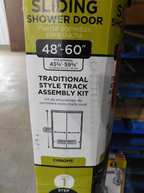 lot 87 image: Delta 48 in. to 60 in. Semi-Frameless Traditional Sliding Shower Door Track Assembly Kit in Chrome
