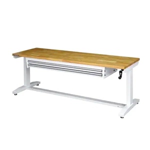 lot 9 image: New - Husky 72 in. 2-Drawers Adjustable Height Work Table in White