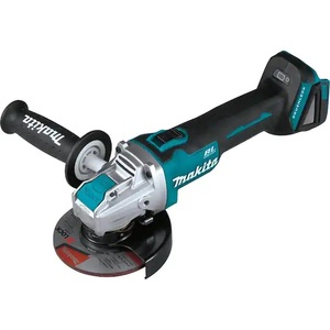 lot 79 image: New Makita 18V LXT Lithium-Ion Brushless Cordless 4-1 2 in. 5 in. X-LOCK Angle Grinder with AFT, Tool Only