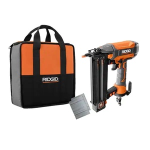lot 81 image: New - RIDGID Pneumatic 18-Gauge 2-18 in. Brad Nailer with CLEAN DRIVE Technology, Tool Bag, and Sample Nails