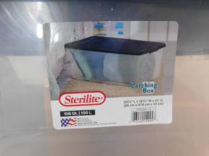 lot 128 image: New - 4 Sterilite 106 Qt. Latching Storage Box