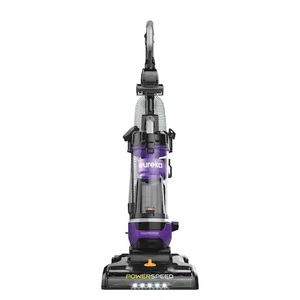 lot 151 image: New Eureka PowerSpeed Bagless Corded Washable Filter Multisurface in Purple Upright Vacuum with Bonus Dust Cup