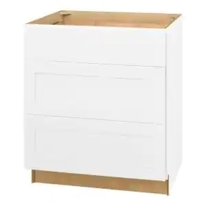 lot 175 image: Hampton Bay Avondale Shaker Alpine White Quick Assemble Plywood 30 in Drawer Base Kitchen Cabinet (30in W x 24in D x 34.5in H)