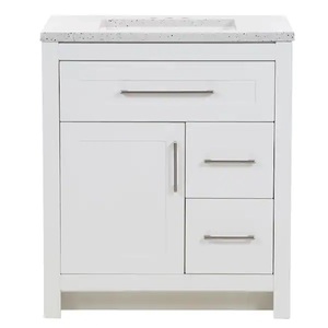 lot 195 image: Home Decorators Collection Clady 30.5 in. W x 18.75 in. D Bath Vanity in White with Cultured Marble Vanity Top in Silver Ash with White Sink