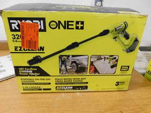 lot 16 image: RYOBI ONE 18V EZClean 320 PSI 0.8 GPM Cordless Cold Water Power Cleaner (Tool Only)