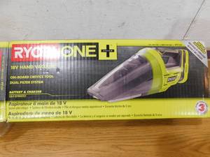 lot 21 image: RYOBI ONE 18V Lithium-Ion Cordless EVERCHARGE Hand Vacuum(Tool Only)