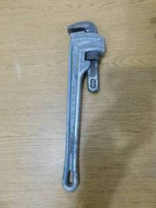 lot 95 image: RIDGID 18 in. Aluminum Straight Pipe Wrench for Plumbing, Sturdy Plumbing Pipe Tool with Self Cleaning Threads and Hook Jaws