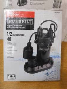 lot 142 image: New - Everbilt 12 HP Submersible Aluminum Sump Pump with Tethered Switch