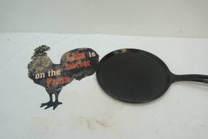 new wave skillet, farmer chicken sign