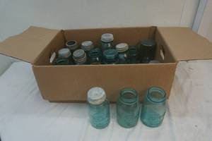 vintage blue jars