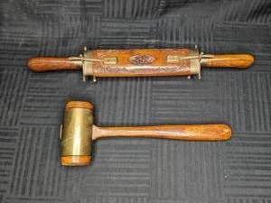 Vintage Carving Knife and Fork Set And Rawhide Mallet