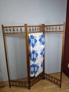 Quilt Rack and Beautiful Blue and White Quilt