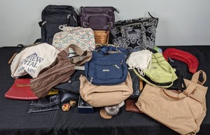 Collection of Purses, Bags, Backpacks, Totes, (Vera Bradley, Baggallini, Stone Mountain, Nina Ricci, Jordache) Fabric, and More