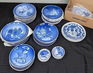 44-Piece Collection of Vintage Blue & White DanishNorwegian Porcelain and China by Copenhagen Porcelain, Royal Copenhagen, BYGDO,  Porsgrund