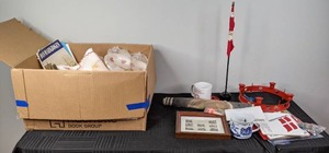 Mixed Lot of Danish Souvenirs, Coins, Flags, and Other Assorted Items
