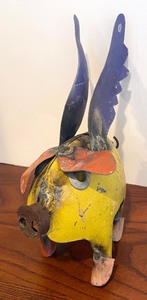 lot 41 image: Two Flying Metal Pig Figurines