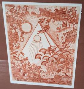 lot 21 image: Framed Pyramid Etching by Francoise Debedrt