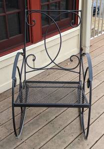 lot 25 image: Ornate Black Metal Patio Rocker