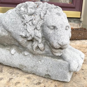 lot 35A image: Pair of Charming Cement Lion Figurines