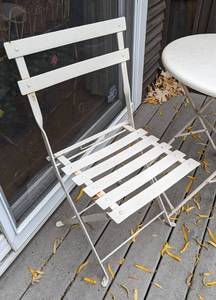 Folding White Metal Bistro Set