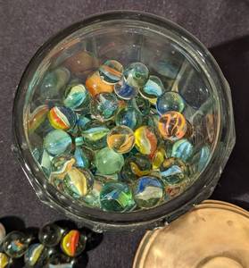 Vintage Marbles and Glass Jar