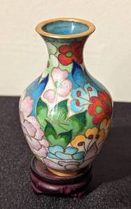 Miniature Cloisonn Vases and Dish