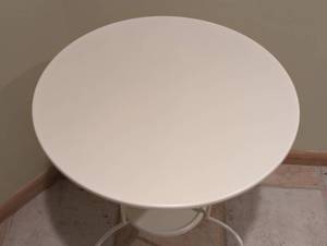 Round White Metal Accent Table