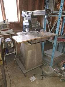 lot 12 image: Wards Powr-Kraft 10 Radial Arm Saw with Rolling Stand
