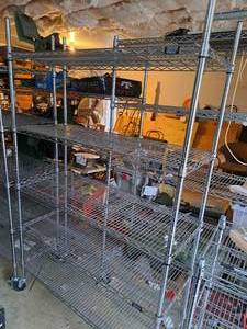 lot 56 image: Chrome Wire Shelving Unit on Casters 5-tier