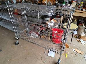 lot 55 image: Chrome Wire Shelving Unit on Casters 3-tier