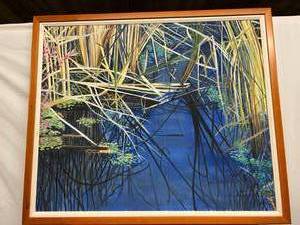 lot 1 image: 30x36 Framed Original Artwork On Canvas Signed By Notable Artist Joan Hickey On The Back It Says Marsh V $300.00 - Great Condition