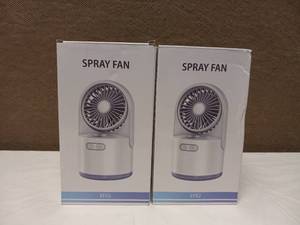 lot 43 image: (2) MINI USB CHARGING FAN HUMIDIFIER 50 DEGREE ADJUSTABLE DESKTOP AIR