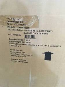 Home Decorators Collection Gazette 48 in. W Bath Vanity Cabinet Only in White Customer return Review all pictures