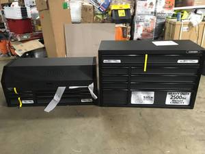 Husky 52 in. W x 21.5 in. D Heavy Duty 15-Drawer Combination Rolling Tool Chest Top Tool Cabinet with LED Light in Matte Black Open Box Review all pictures