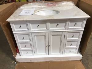 Home Decorators Hampton Harbor 45 in. W x 22 in. D Bath Vanity in White with Natural Marble Vanity Top in White Natural review pictures
