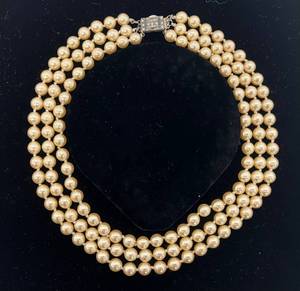 Jackie Kennedy Franklin Mint Triple Strand Faux Pearls