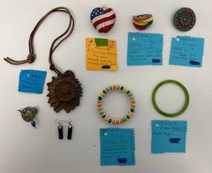 Group Of Misc. Jewelry Including Estee Lauder Lucidity American Flag Apple Compact WBrilliant Crystals Powder & Puff And More