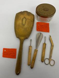 Group Of Misc. Vintage Dresser Items Including Hand Mirror And More