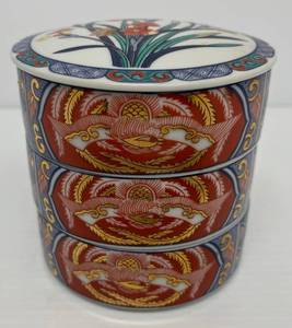 Vintage Japanese Porcelain Stacking Bento Box 5T x 4 34 W